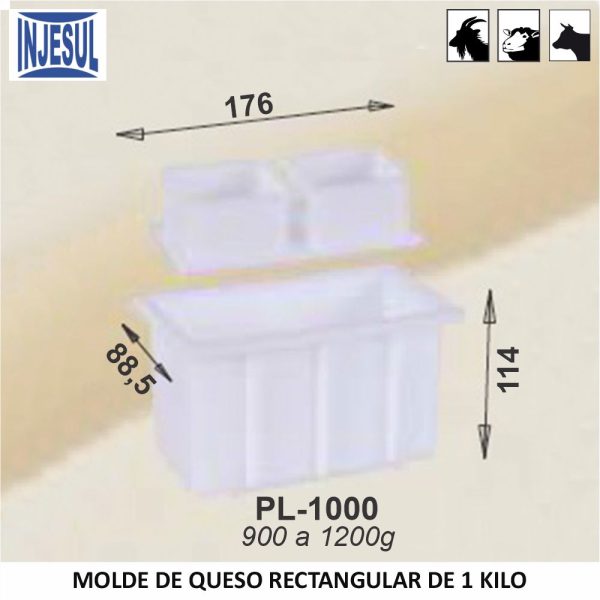 Molde de queso rectangular de 1 Kilo