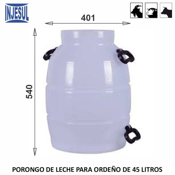 Porongo de leche para ordeño de 45 litros
