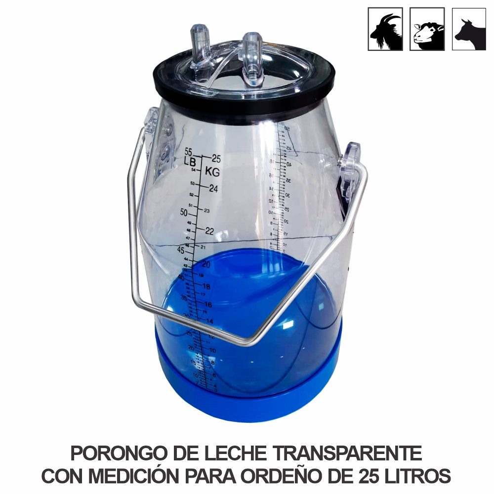 Porongo de leche transparente de 25 Litros